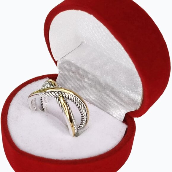 UNY Ring Vintage Designer Fashion Brand Women Valentine Gift Two Tone Plating Tw - Picture 6 of 8